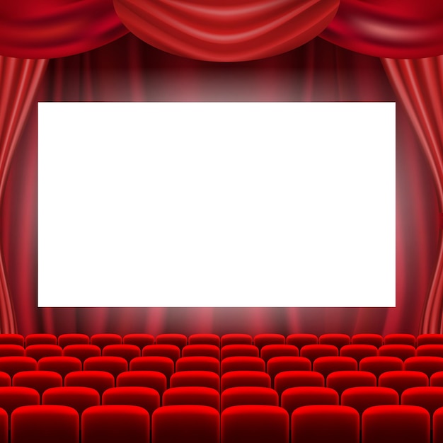 Cinema Screen With Red Curtains