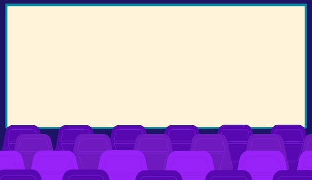 Cinema seats Purple cartoon chairs Empty audience