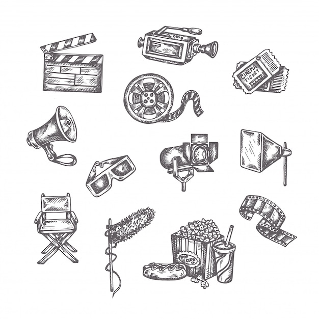 Vector cinema sketches set