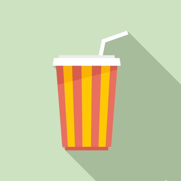 Icona della tazza di bevanda di soda cinematografica illustrazione piatta dell'icona vettoriale della tazza di bevanda di soda cinematografica per il web design