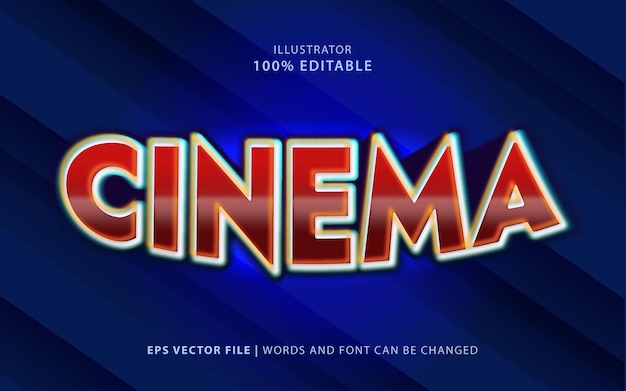 Vector cinema text effect editable free vector