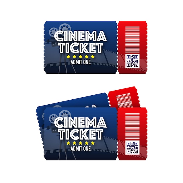 Cinema ticket Admit one coupon entrance Film strip on tickets Cinema theatre