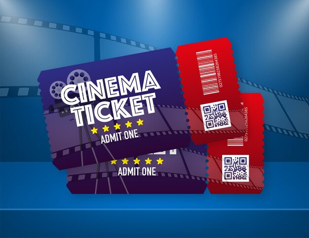 Cinema ticket Card Music movie festival Vector illustration