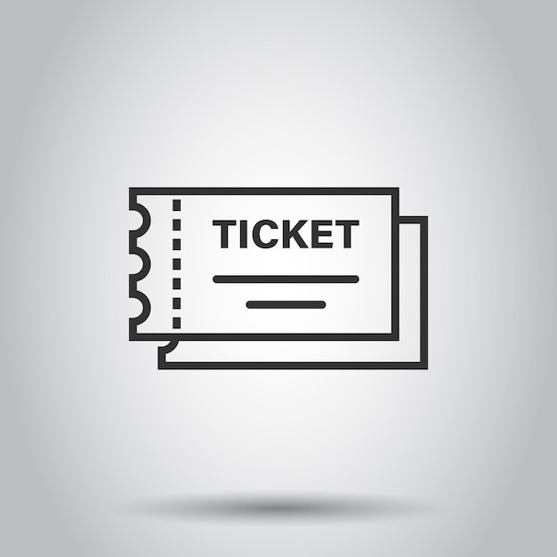 Cinema ticket icon in flat style Admit one coupon entrance vector illustration on white isolated background Ticket business concept