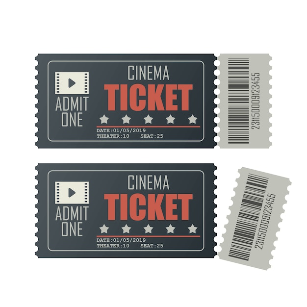 cinema ticket illustration isolated on white