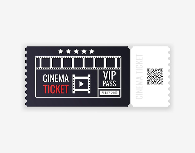 Cinema ticket isolated on transparent background. realistic cinema entrance ticket.