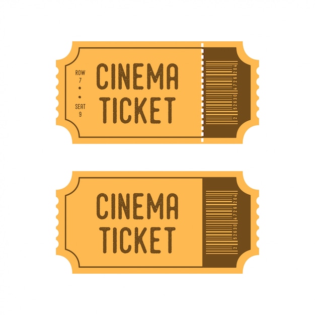 Vector cinema tickets in cartoon retro style