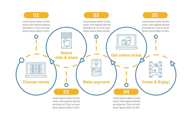 Modello di infografica vettoriale per il cinema