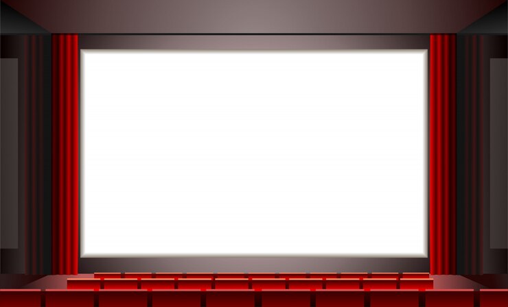 Vector cinema whith emty white screen,  illustration