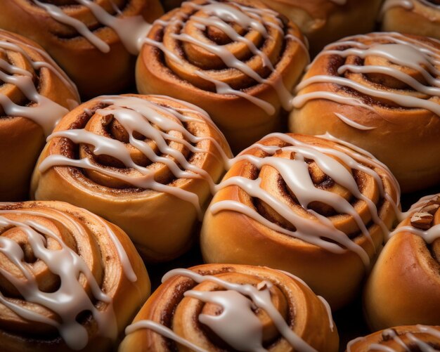 Cinnamon buns with icing on top