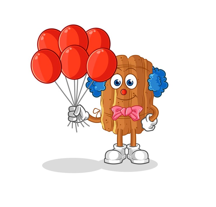 वेक्टर cinnamon clown with balloons vector cartoon character
