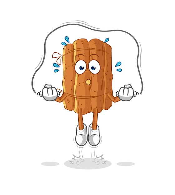 Vector cinnamon jump rope exercise character vector