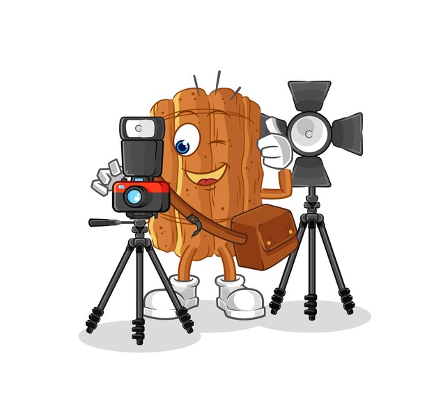 Cinnamon photographer character cartoon mascot vector