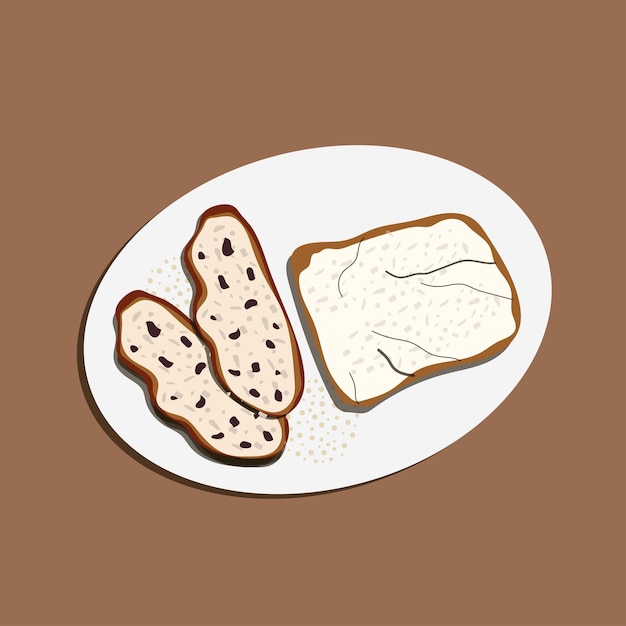 Vector cinnamon raisin sourdough stollen german special fresh from the oven food vector illustration