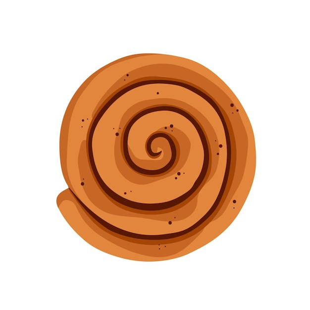 Vector cinnamon roll sweet swirl bun met kaneel zweedse bakkerij handgetekende platte vector illustratie
