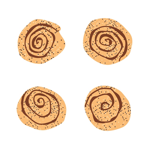 Cinnamon rolls in a cartoon style isolated