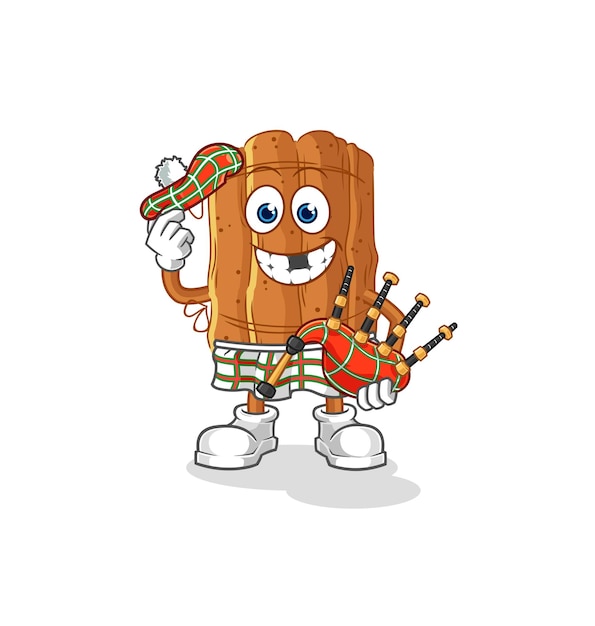 Cinnamon scottish with bagpipes vector cartoon character