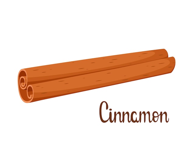 Cinnamon on a white background Cartoon design Spice