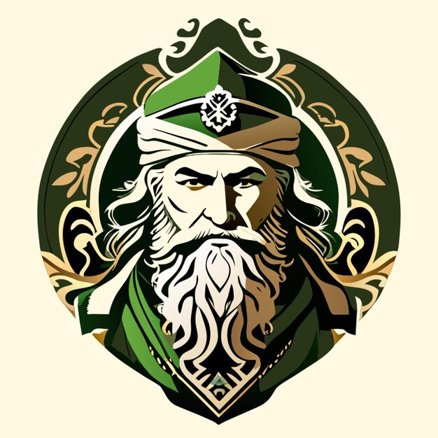 Vector circassian old man with beard vector illustration