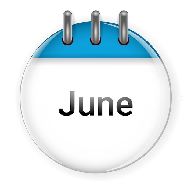 Circle 3d calendar june icon