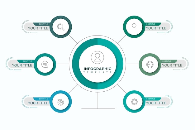 Vector circle 6 element infographic