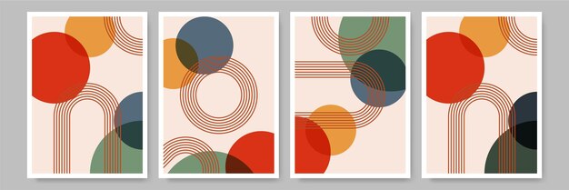 Circle abstract colorful Flat Boho Geometric Neutral Color design Poster