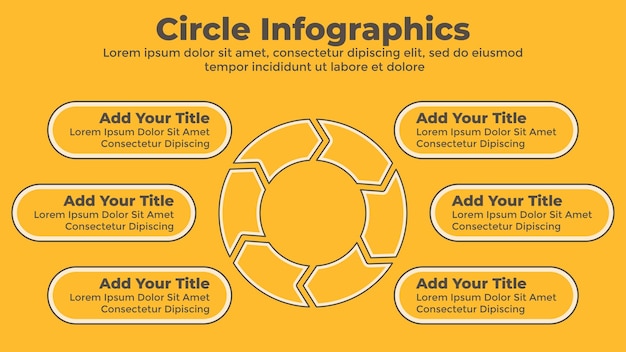 원과 화살표 6 단계 Infographic 템플릿