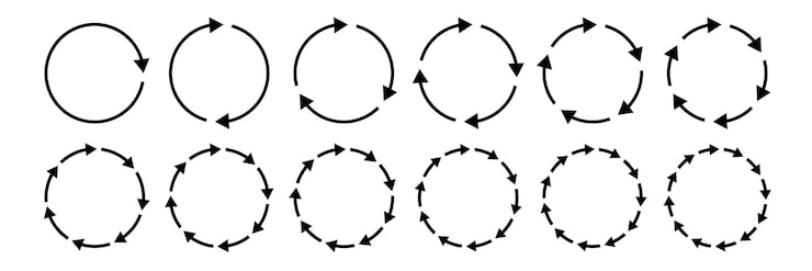 Vector circle arrow chart cycle icon circular infographic element round step loop sync loading symbol dynamic progress option editable stroke vector signs