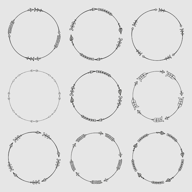 Vector circle arrow frames for monograms