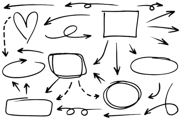 Круговые стрелки и абстрактные каракули, написание векторного дизайна