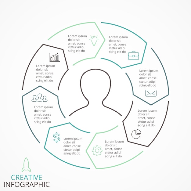 Vettore diagramma a frecce circolari infografica con 8 passaggi e opzioni