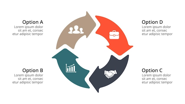 Circle arrows diagram Vector Infographic Presentation template Chart options steps