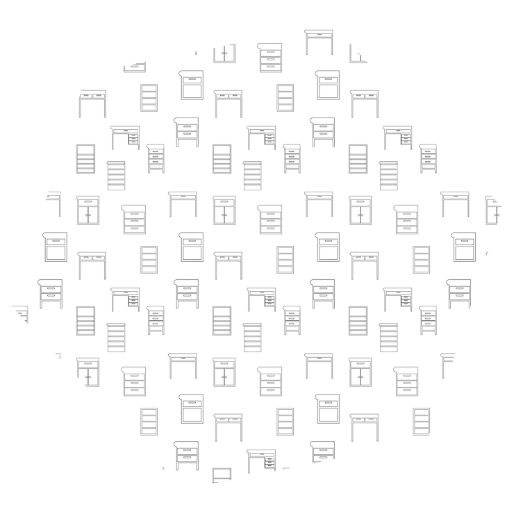 Vector circle background with furniture for home decoration