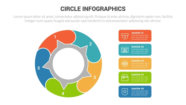 Vector circle base infographics template diagram banner with big circle circular and 5 point step creative design