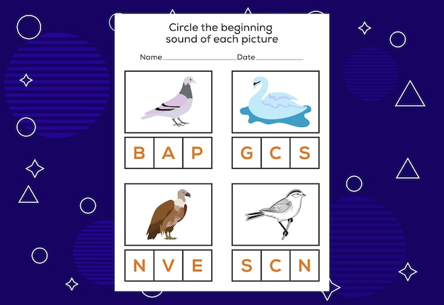 Обведите начальный звук каждой птицы Развивающая игра для детей