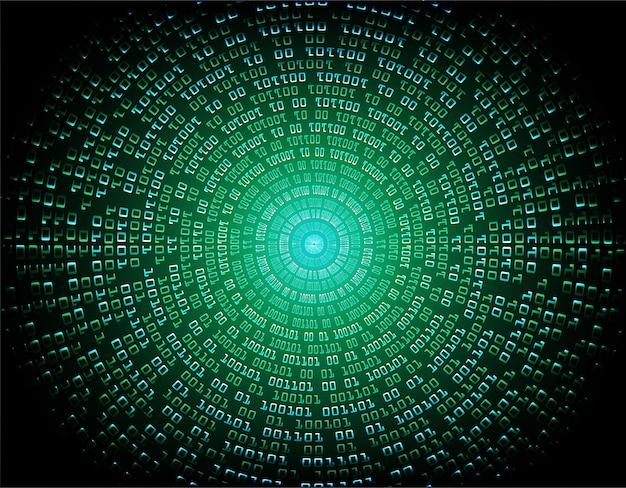 Circle binary circuit board future technology, green cyber security concept background