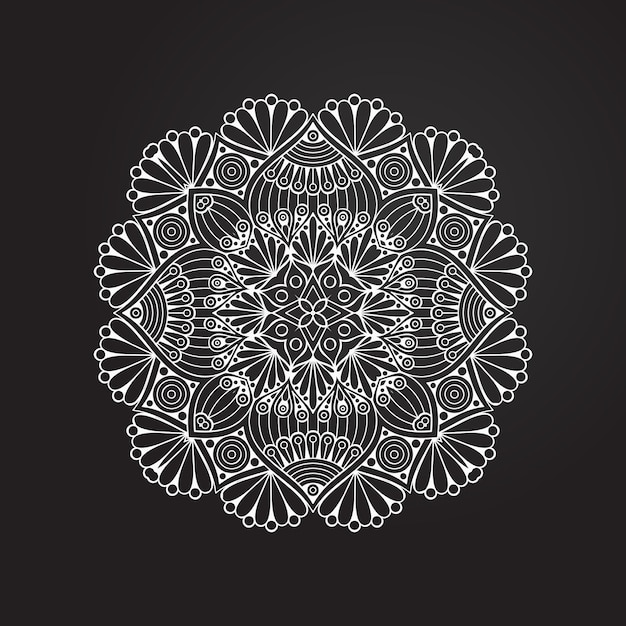 Круглый черно-белый орнамент, декоративная круглая кружевная коллекция