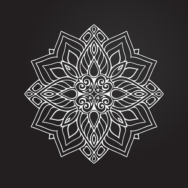 Вектор Круглый черно-белый орнамент, декоративная круглая кружевная коллекция