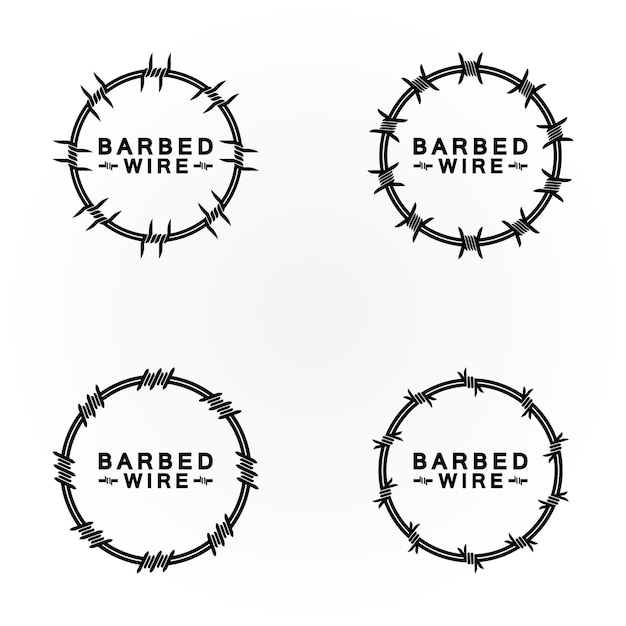 ベクトル サークル黒有刺鉄線ロゴ デザイン ベクトル図