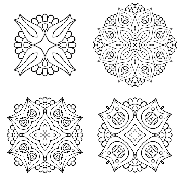 Ornamento cerchio bianco e nero, collezione di pizzo rotondo ornamentale