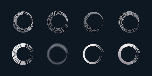 創造的な銀の形をした円ブラシ要素ベクトルプレミアムベクトルパート5