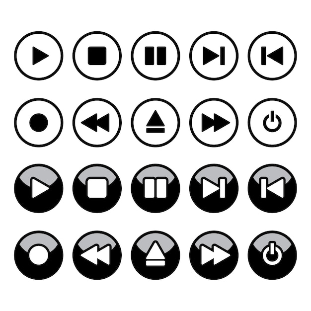 Vector circle button icon collection