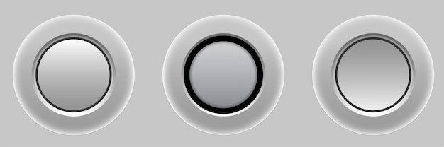 Circle buttons white and gray, 3D navigation panel for website.