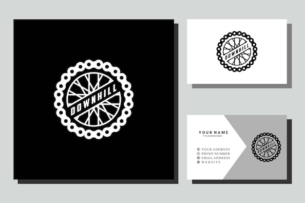 circle chain mountain bike downhill logo design vector