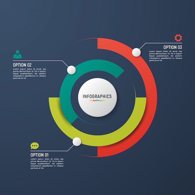 Modello di infografica grafico a cerchio per la visualizzazione dei dati.