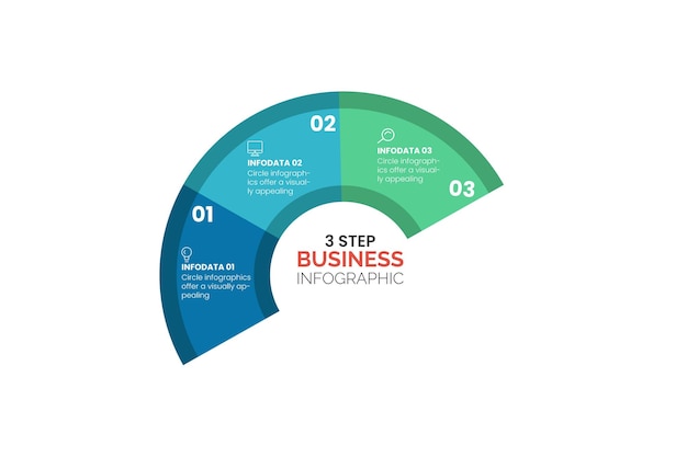 Circle chart infographic template with 3 options for presentations