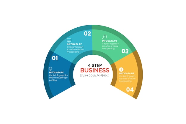 Circle chart infographic template with 4 options for presentations