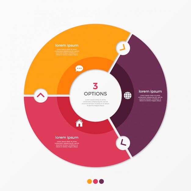 Modello di infografica grafico cerchio con opzioni.