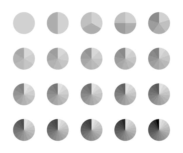 Grafico circolare nei toni del grigio grafico a sezione rotonda modello di diagramma a torta struttura circolare divisa in pezzi