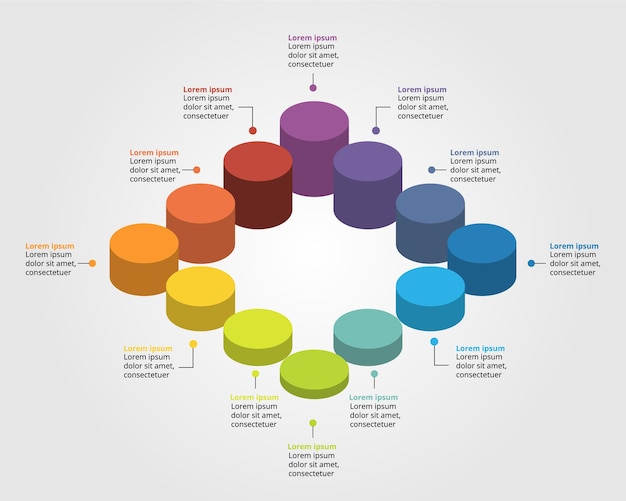 circle chart template for infographic for presentation for 12 element